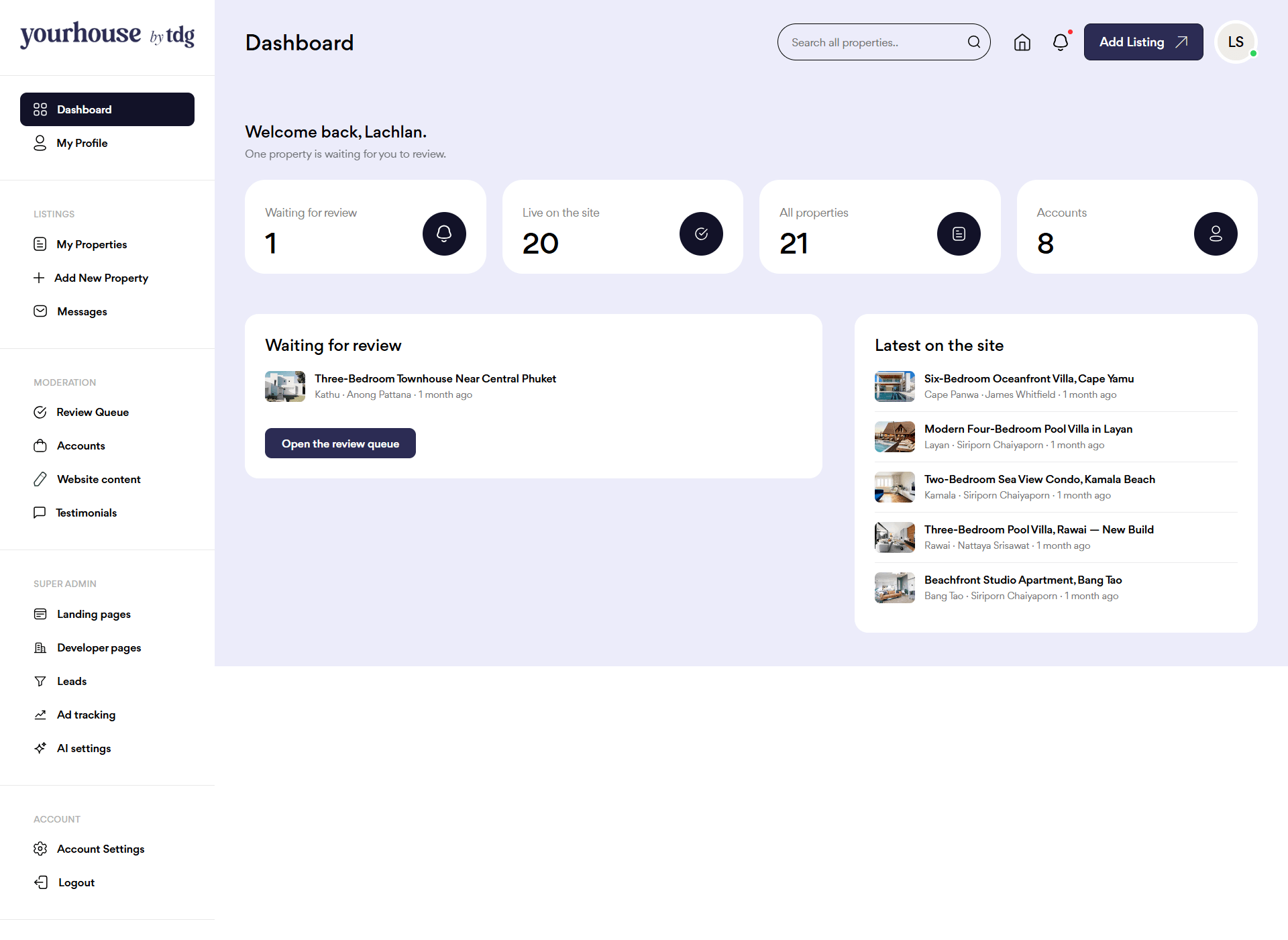 TDG Property Marketplace screen 1